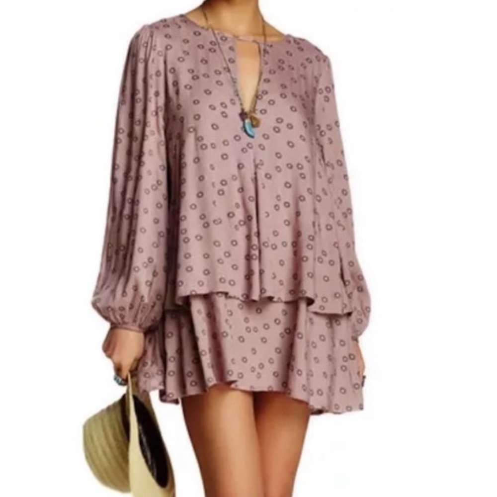 Free People Beck Ruffled Tunic Mini Dress Size Small C